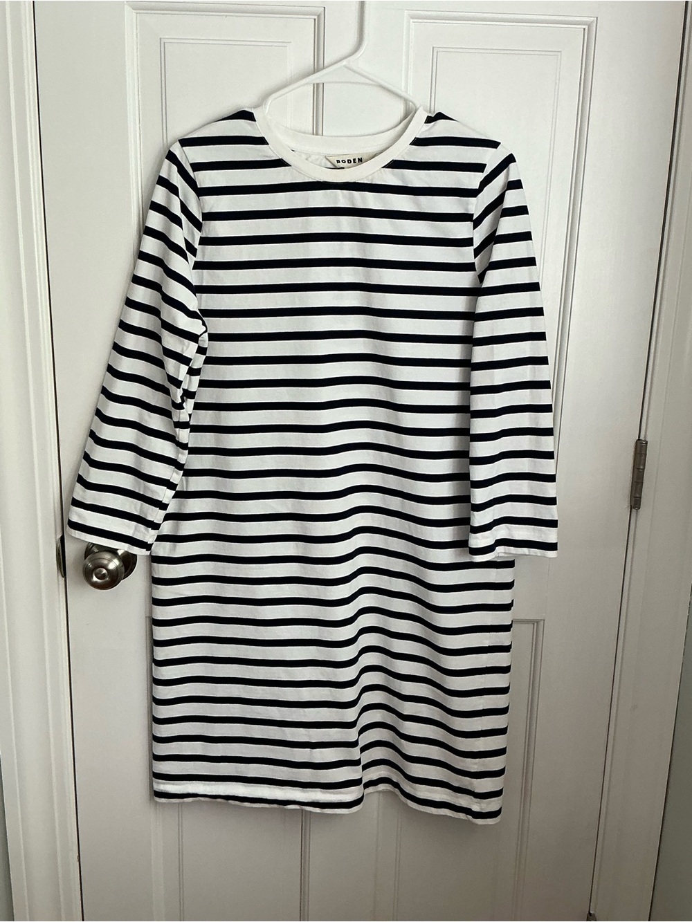Boden Striped Black and White 3/4 Sleeve cotton tee shirt